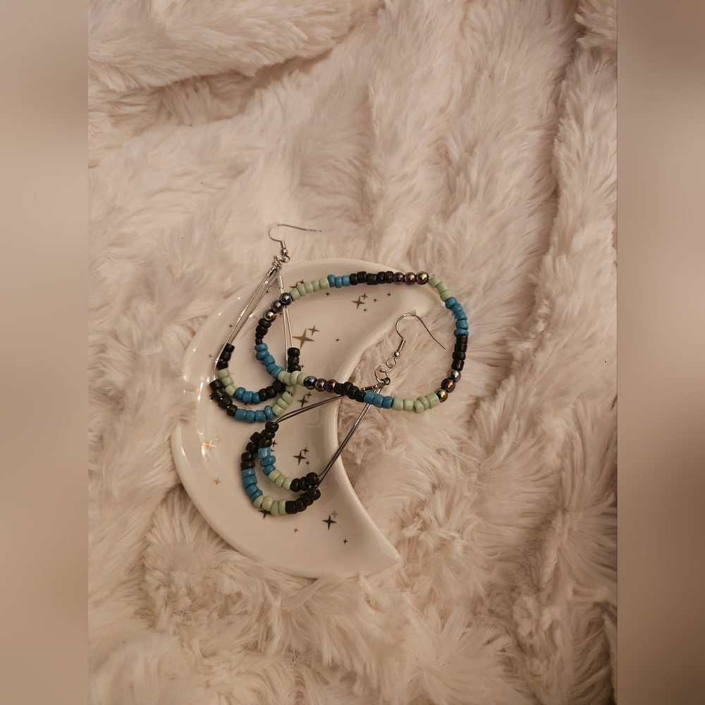 Beaded Hoop Earrings And Bracelet